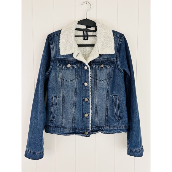 Jou Jou Jackets & Blazers - JouJou Blue Denim Fleece Lined Cropped Jean Jacket Y2K Size Medium